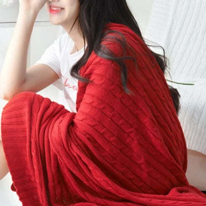 Ownkoti Solid Color Cotton Sofa Knit Blanket - Red - 71" x 79" - image 4