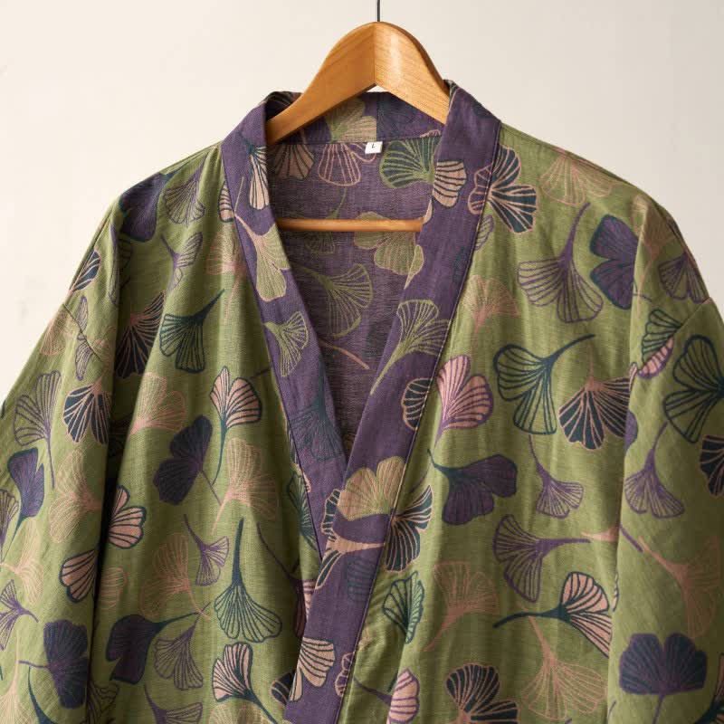Ginkgo Biloba Cotton Gauze Kimono Robe - image 8