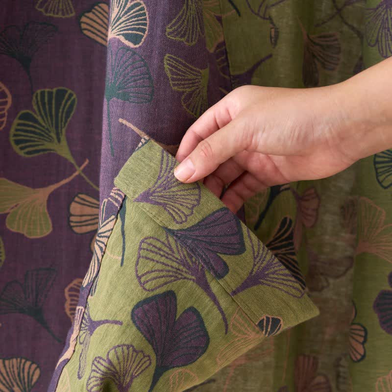 Ginkgo Biloba Cotton Gauze Kimono Robe - image 4