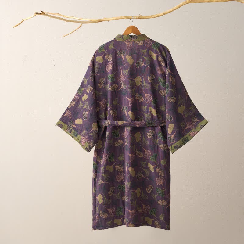 Ginkgo Biloba Cotton Gauze Kimono Robe - image 1