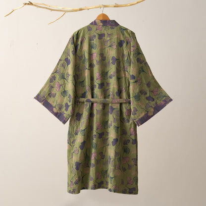Ginkgo Biloba Cotton Gauze Kimono Robe - image 7