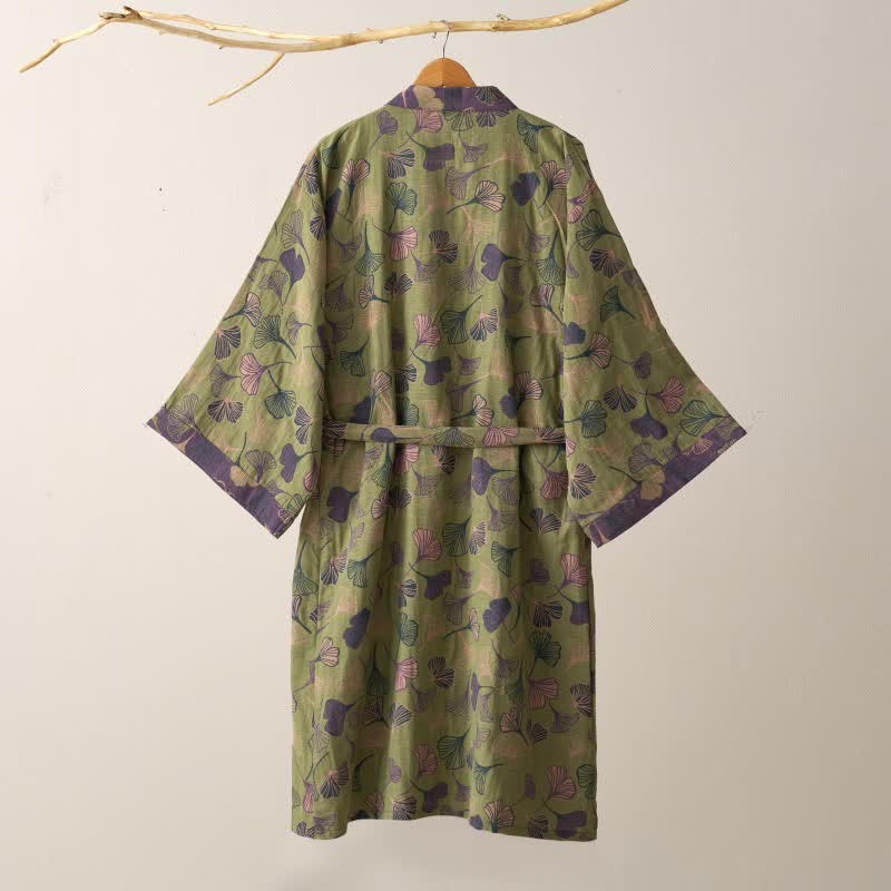 Ginkgo Biloba Cotton Gauze Kimono Robe - image 29