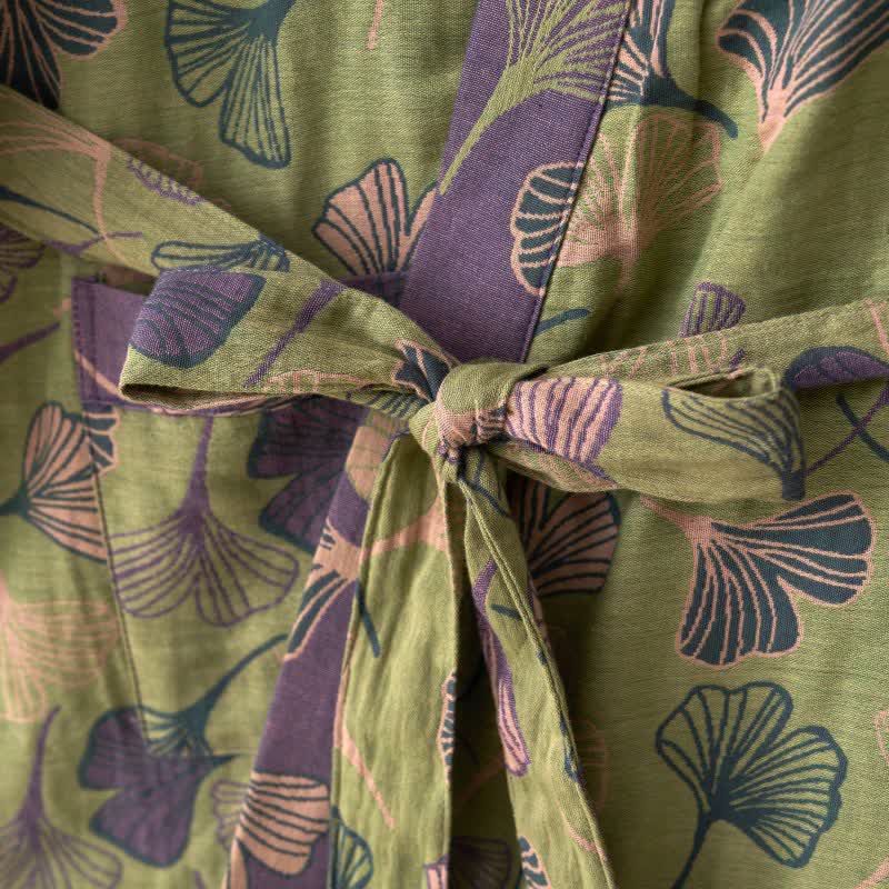 Ginkgo Biloba Cotton Gauze Kimono Robe - image 9