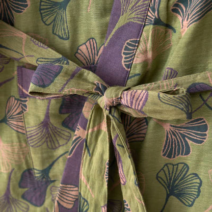 Ginkgo Biloba Cotton Gauze Kimono Robe - image 9
