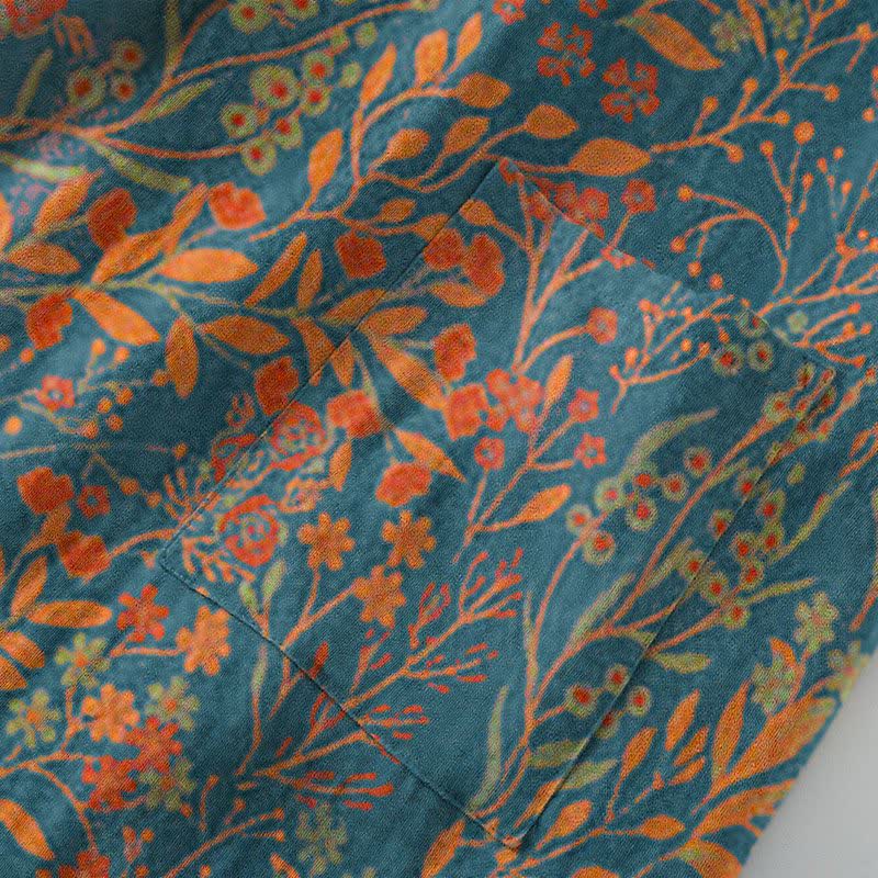 Vintage Leaf Cotton Gauze Kimono Robe - image 9