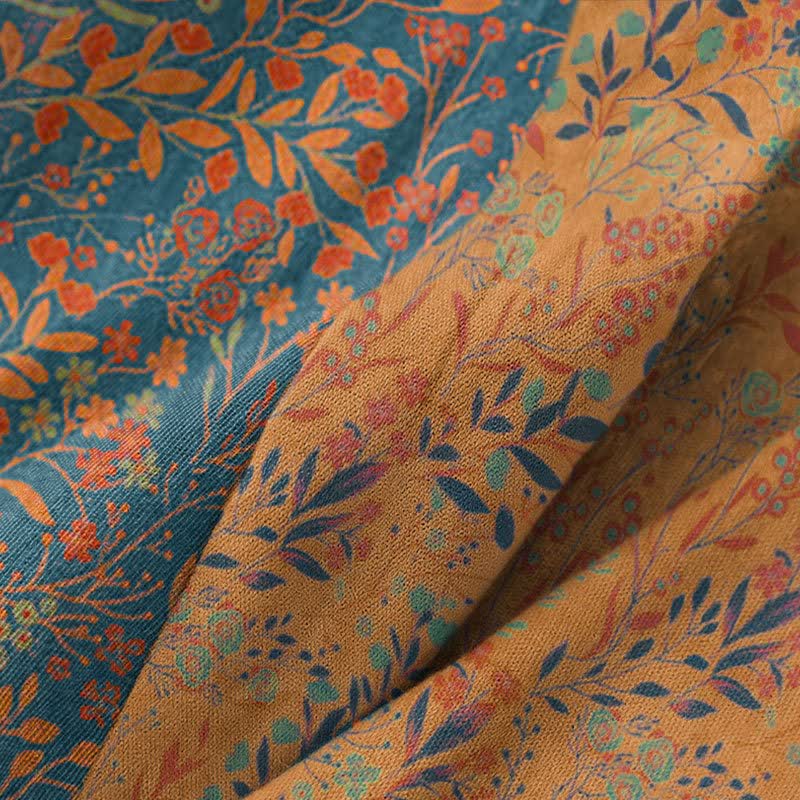 Vintage Leaf Cotton Gauze Kimono Robe - image 3