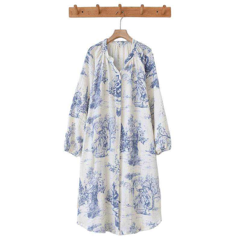 Toile Print Cotton Gauze Nightdress - image 11