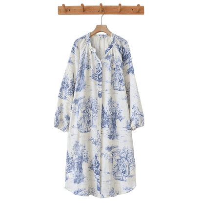Toile Print Cotton Gauze Nightdress - image 11
