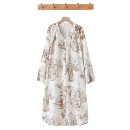 Toile Print Cotton Gauze Nightdress - image 9