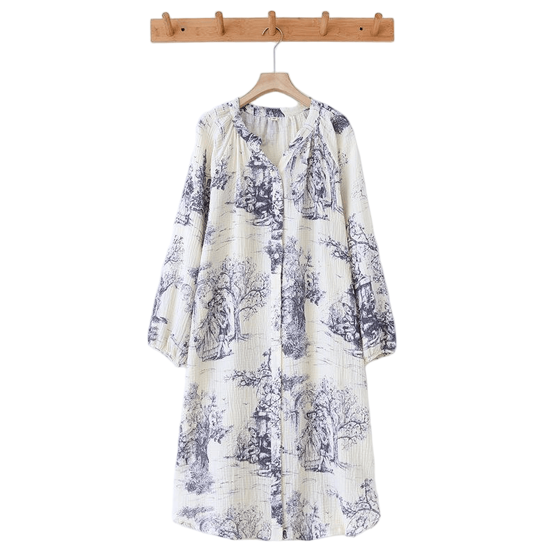 Toile Print Cotton Gauze Nightdress - image 10