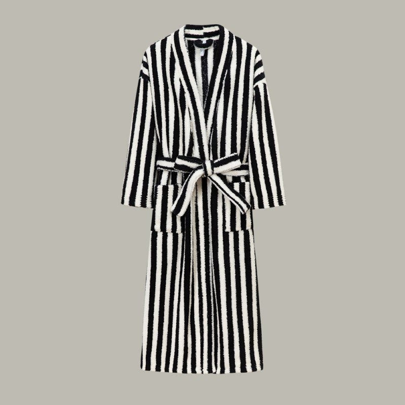 Winter Fleece Modern Stripe Long Bathrobe - image 11