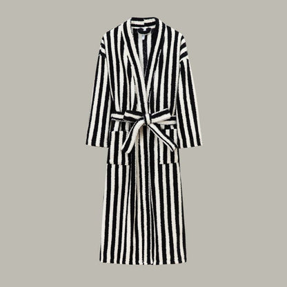 Winter Fleece Modern Stripe Long Bathrobe - image 11