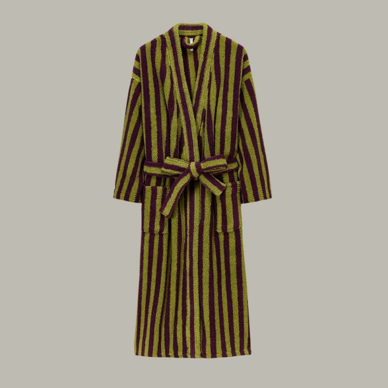 Winter Fleece Modern Stripe Long Bathrobe - image 12