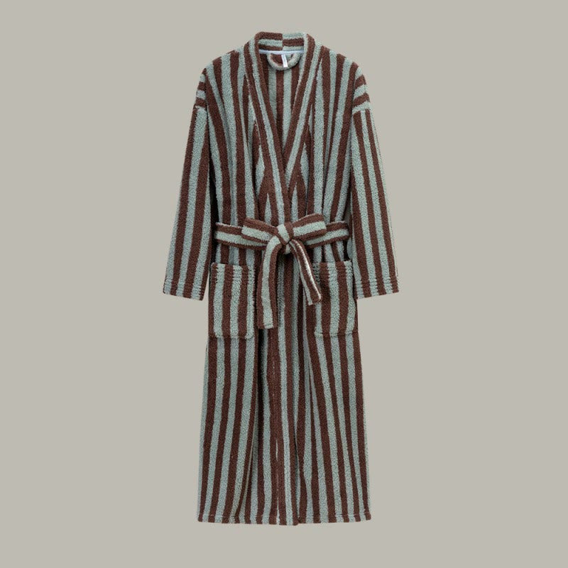 Winter Fleece Modern Stripe Long Bathrobe - image 13