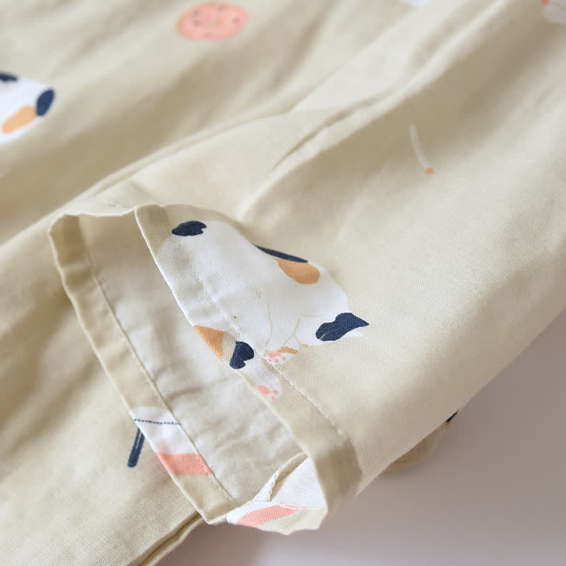 Matching Cat Kimono Cotton Gauze Loungewear - image 8