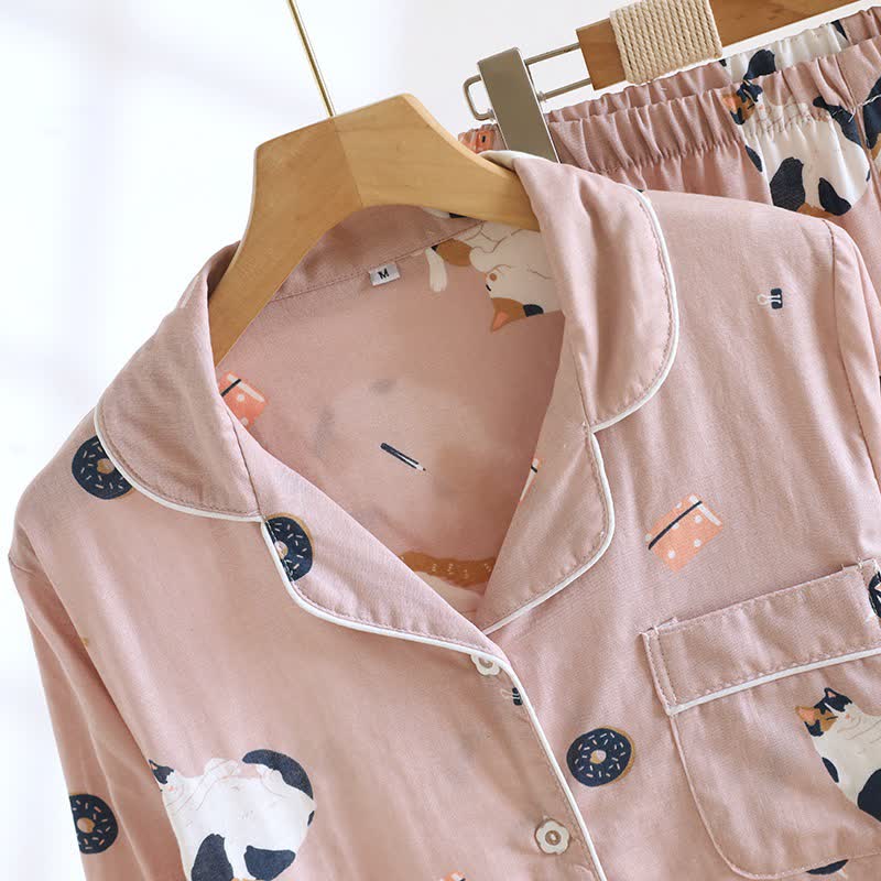 Matching Cartoon Cat Cotton Loungewear Set - image 6