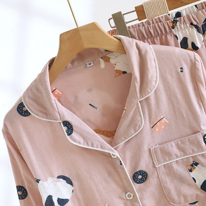 Matching Cartoon Cat Cotton Loungewear Set - image 6