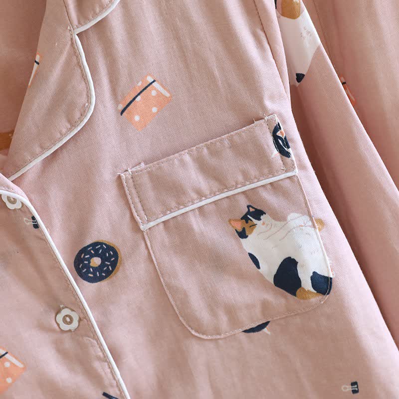 Matching Cartoon Cat Cotton Loungewear Set - image 8