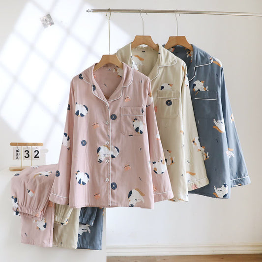 Matching Cartoon Cat Cotton Loungewear Set - image 0