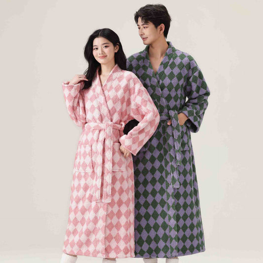 Unisex Diamond Pattern Plush Robe - image 0