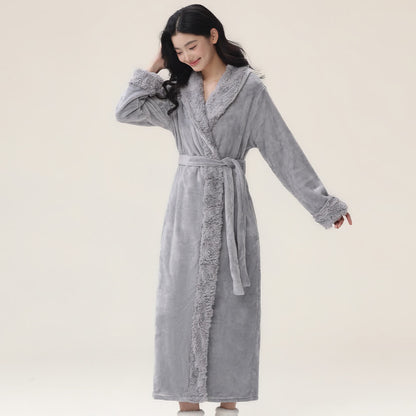 Minimalist Solid Flannel Plush Robe - image 6