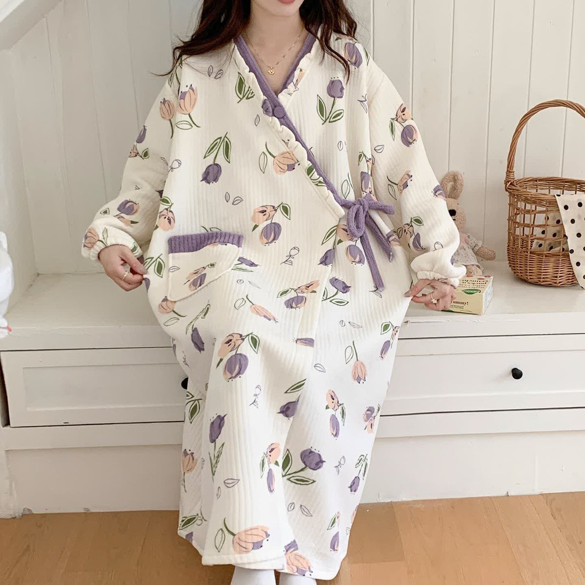 Tulip Inspired Ruffled Nightdress with Pocket - image 1