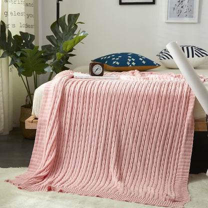 Ownkoti Solid Color Cotton Sofa Knit Blanket - Pink - 71" x 79" - image 31