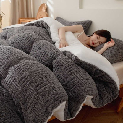 Geometric Striped Textured Sherpa Blanket - Dark Grey - King - image 7