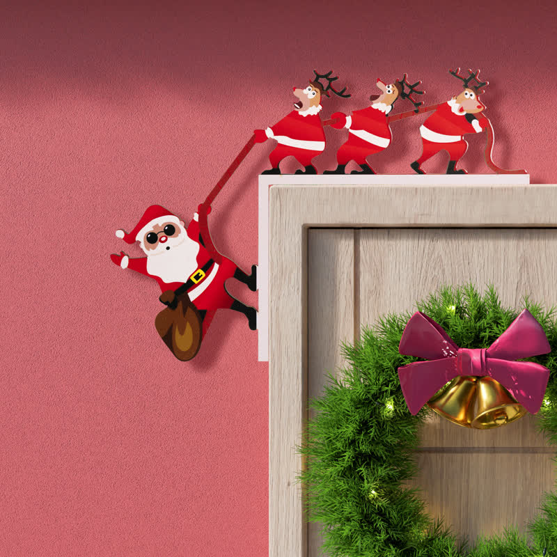 Halloween Santa & Reindeer Door Corner Decoration - Left - 4PCS - image 0