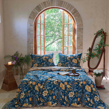 Ownkoti Vibrant Floral Bird Tassel Cotton Quilt - 2PCS Pillowcases - 19" x 29" - image 0