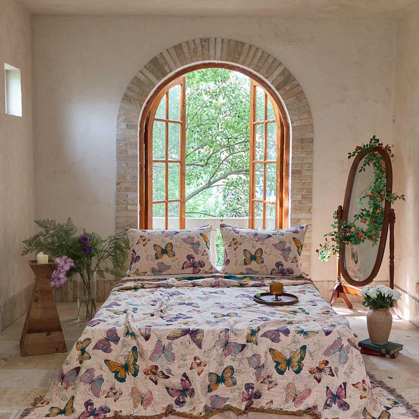 Ownkoti Elegant Butterfly Tassel Cotton Quilt - Light Yellow - 2PCS Pillowcases - 19" x 29" - image 10