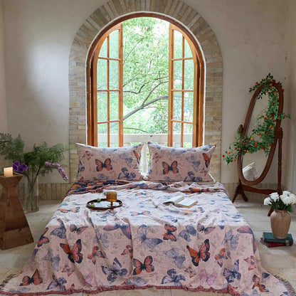 Ownkoti Elegant Butterfly Tassel Cotton Quilt - Light Pink - 2PCS Pillowcases - 19" x 29" - image 0