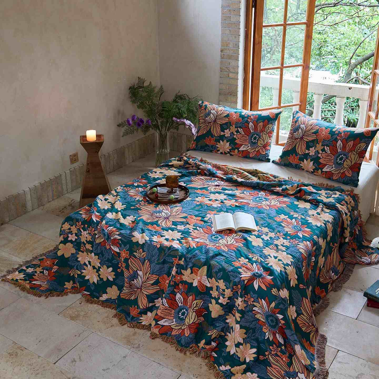 Ownkoti Flourishing Floral Cotton Tassel Quilt - image 1