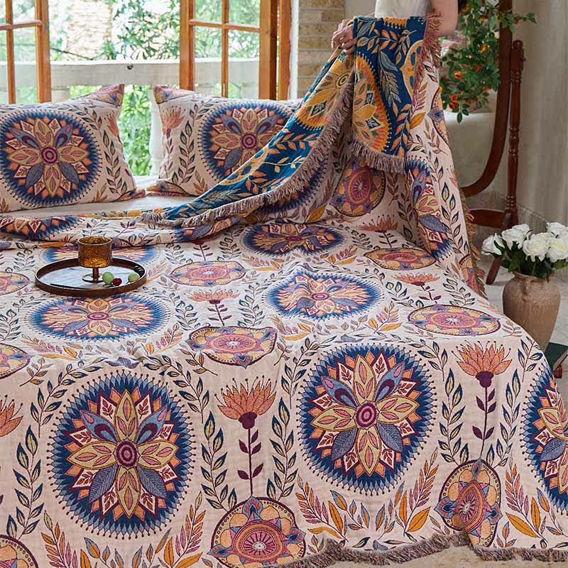 Ownkoti Floral Medallion Cotton Tassel Blanket - image 4