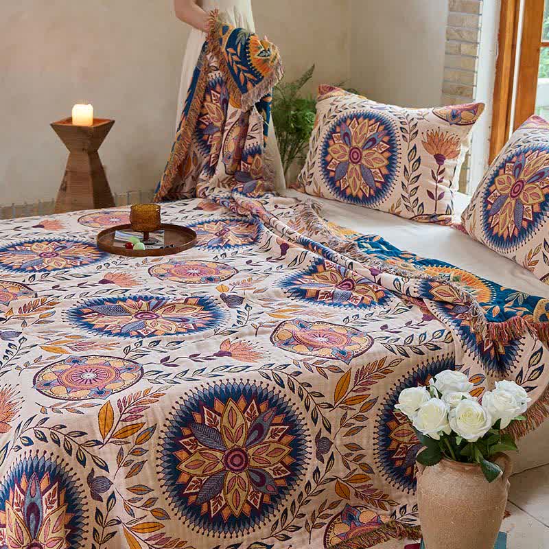 Ownkoti Floral Medallion Cotton Tassel Quilt - image 5