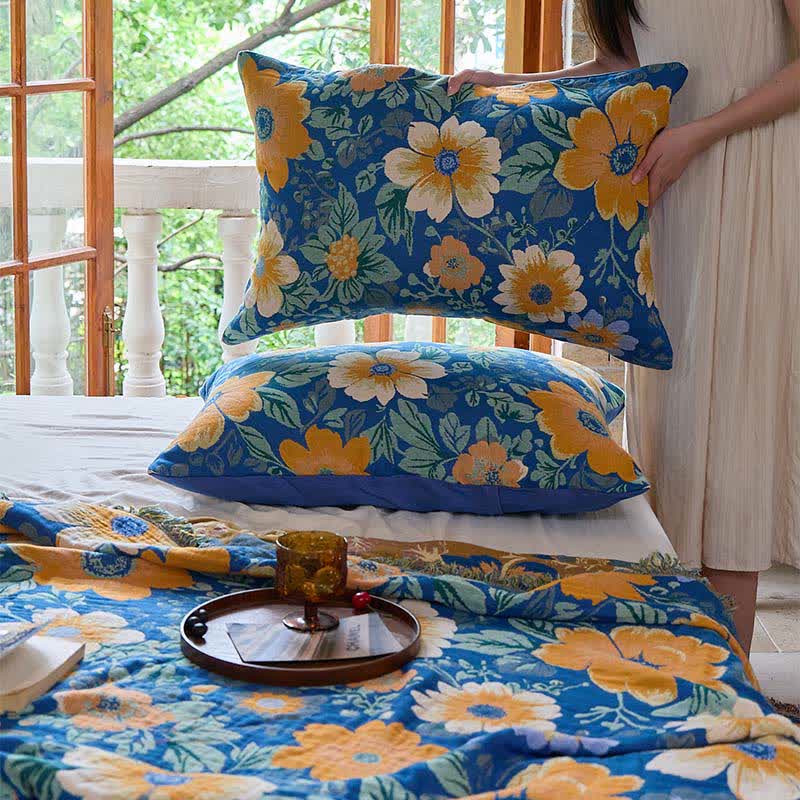 Ownkoti Bright Daisy Cotton Gauze Tassel Quilt - image 7
