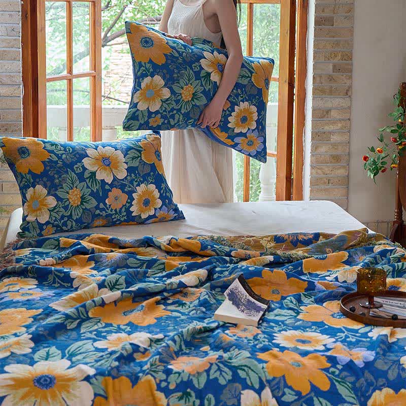 Ownkoti Bright Daisy Cotton Gauze Tassel Quilt - image 6