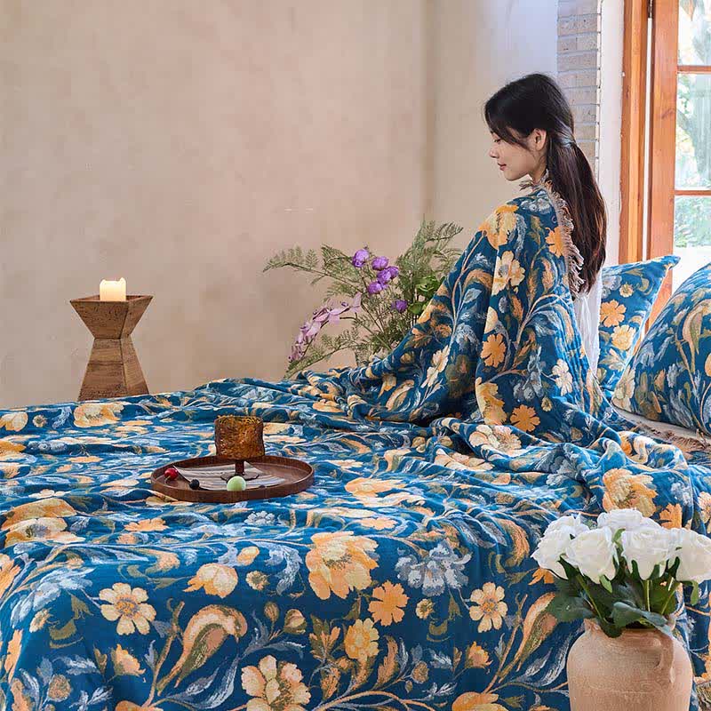 Ownkoti Vibrant Floral Bird Tassel Cotton Quilt - image 6