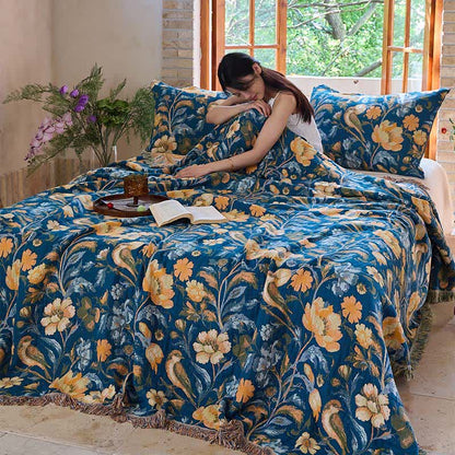 Ownkoti Vibrant Floral Bird Tassel Cotton Quilt - image 4