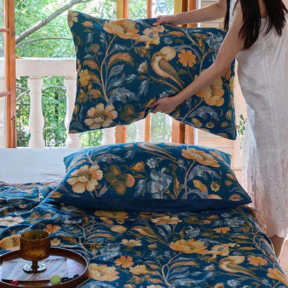 Ownkoti Vibrant Floral Bird Tassel Cotton Quilt - image 9