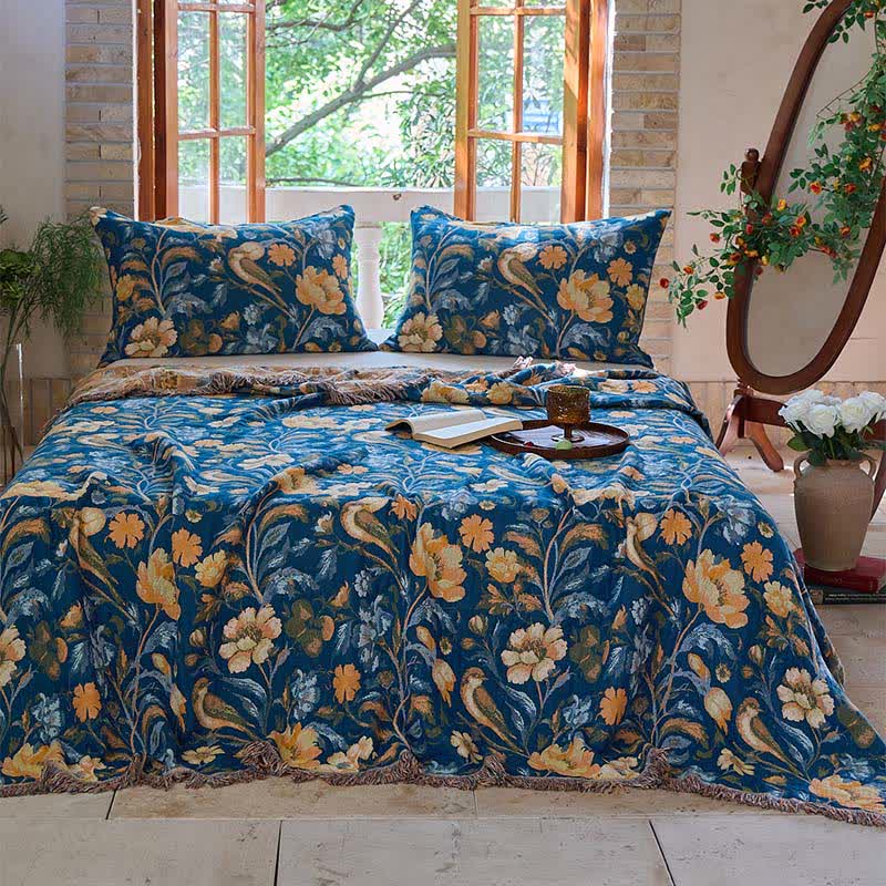 Ownkoti Vibrant Floral Bird Tassel Cotton Quilt - image 2