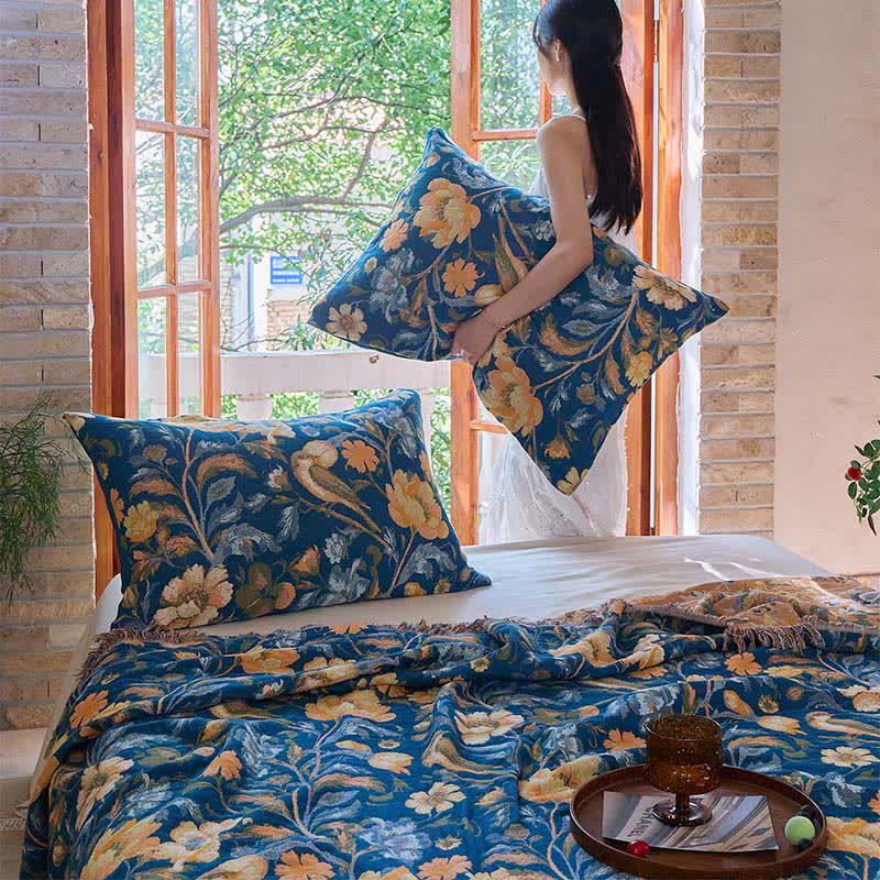 Ownkoti Vibrant Floral Bird Tassel Cotton Quilt - image 8