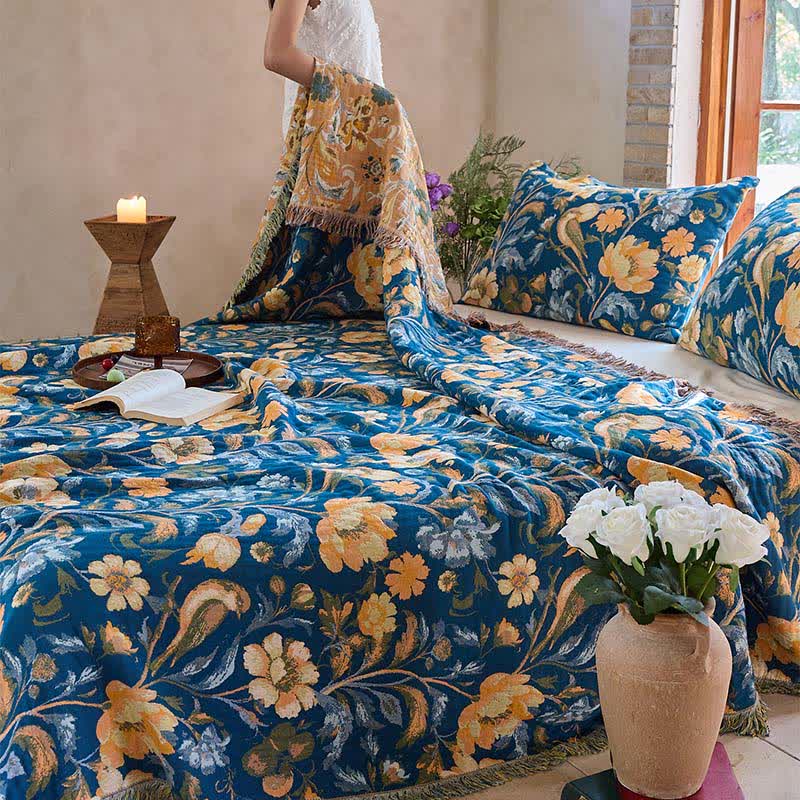 Ownkoti Vibrant Floral Bird Tassel Cotton Quilt - image 5