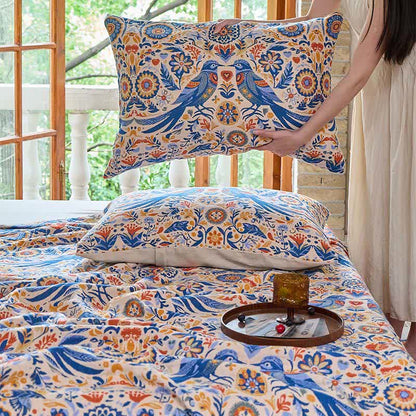 Ownkoti Vintage Bird Cotton Gauze Tassel Quilt - image 7