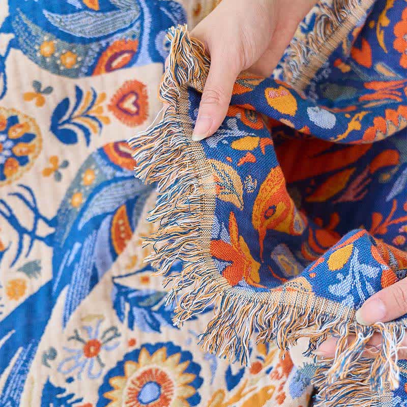 Ownkoti Vintage Bird Cotton Gauze Tassel Quilt - image 9