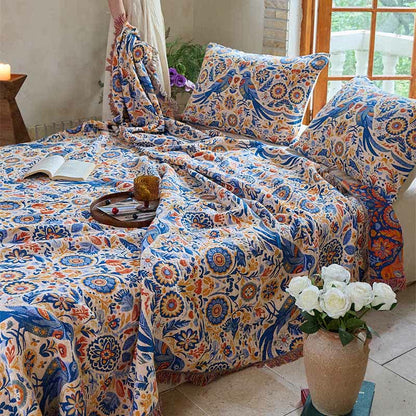 Ownkoti Vintage Bird Cotton Gauze Tassel Quilt - image 2