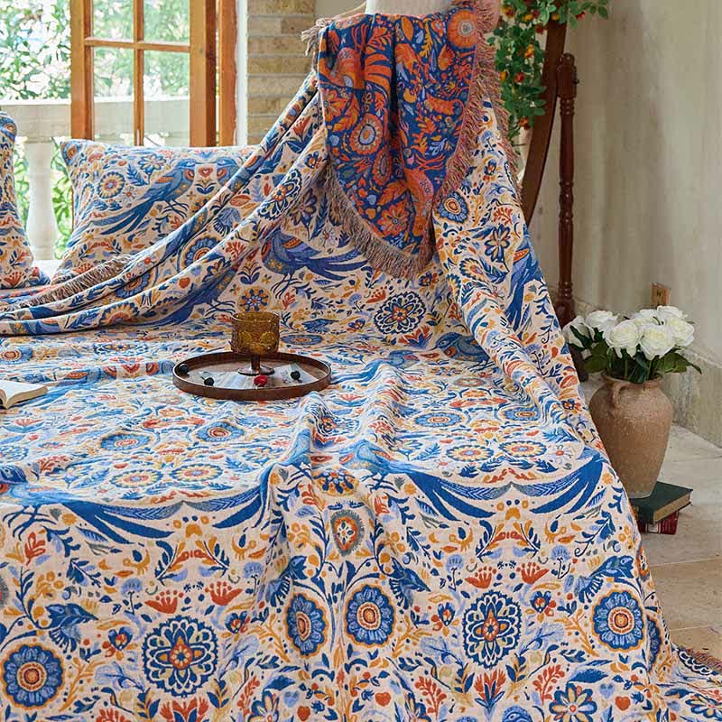 Ownkoti Vintage Bird Cotton Gauze Tassel Quilt - image 6