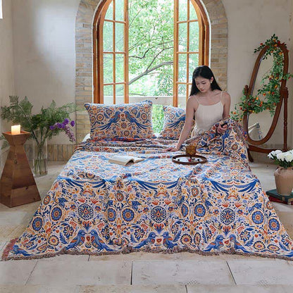 Ownkoti Vintage Bird Cotton Gauze Tassel Quilt - image 3