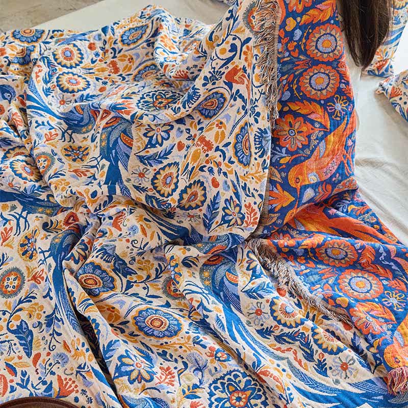 Ownkoti Vintage Bird Cotton Gauze Tassel Quilt - image 10