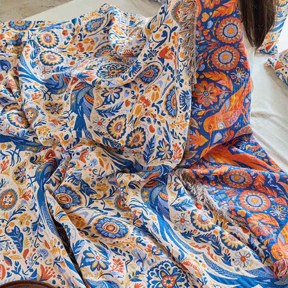 Ownkoti Vintage Bird Cotton Gauze Tassel Quilt - image 10